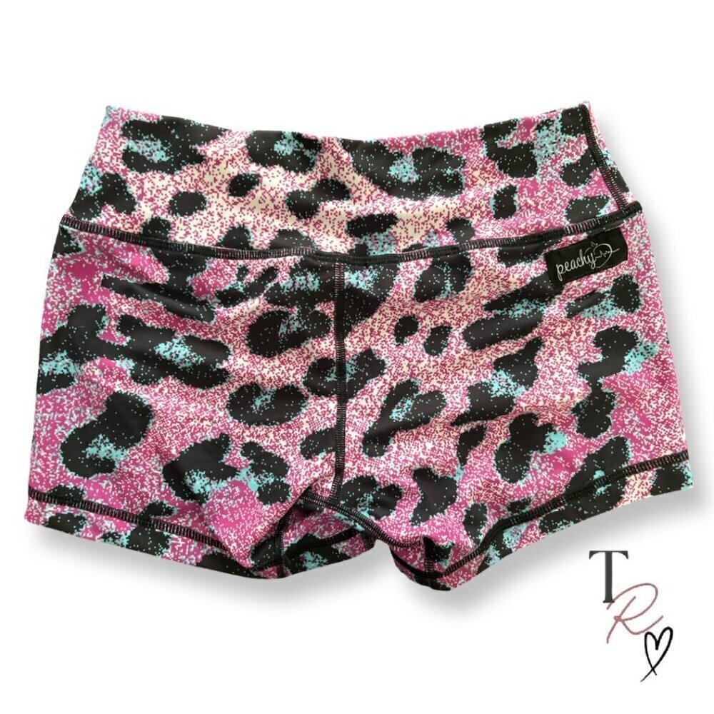 Peachy Athletic NWT Peach Perfect Animal Print Workout Booty Shorts Size Medium